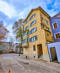Residential houses on Lindenhof Hill in Zurich, Switzerland