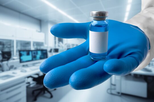 Vaccination shot for diseases. Doctor with vial