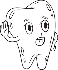 Dental Care Tooth Refusing Isolated Coloring Page