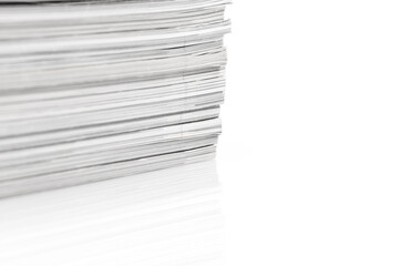 Magazines up close shot on white background
