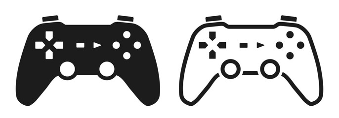 Game controller icon in flat and line style, joystick console - vector