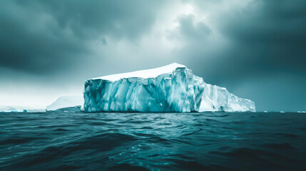 Majestic Iceberg in a Cold Arctic Ocean Under Moody Skies