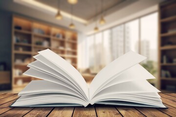 Open reading book in library on the desk