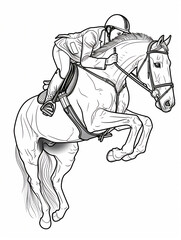 Obraz premium Coloring pages or sketch of running horse 