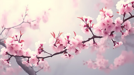 Obraz premium Cherry blossoms in bloom, forming a canopy of pink and white cherry blossom flowers in the park