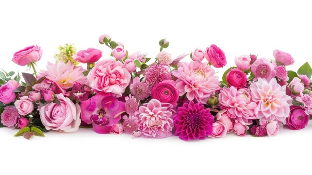 Exquisite Pink Floral Arrangement on White Background for Weddings and Celebrations