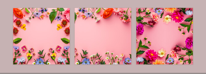 pink flower spring Instagram social media post background with copy space for 8 march, woman day, mother day, easter sale discount offer advertising