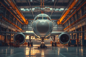 Poster Airplane construction in a hangar © Dzmitry