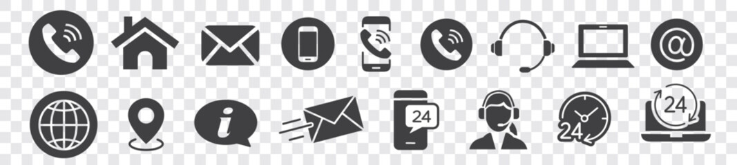 contact icons set collection vector