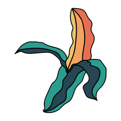 Naklejka premium Retro cartoon character of banana. Hand Drawn retro style