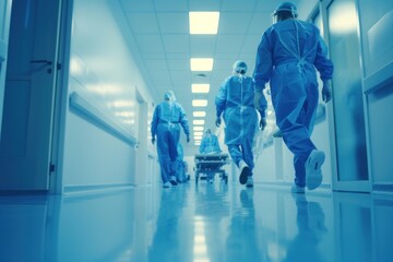A blurry photo shows Doctors and nurses running the hospital while engineers collaborate on designing and installing advanced medical equipment