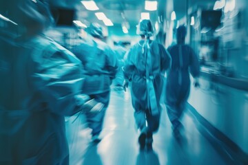 A blurry photo shows Doctors and nurses running the hospital while engineers collaborate on designing and installing advanced medical equipment