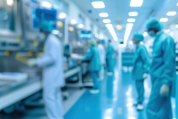A blurry photo shows Doctors and nurses running the hospital while engineers collaborate on designing and installing advanced medical equipment