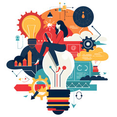 Business innovation and creativity illustration - obrazy, fototapety, plakaty