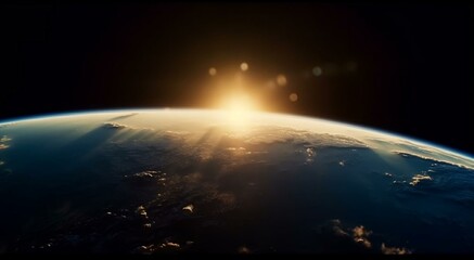 the sun rising over the earth