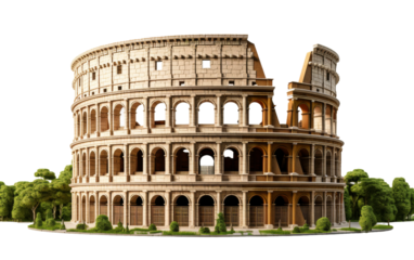 Ancient Arena Architecture on white background