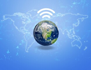 World web day celebration with globe and wi fi icon