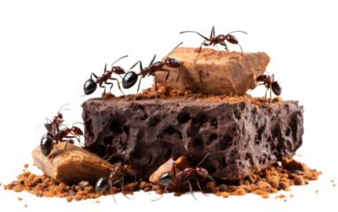 Ants Carrying Food on white background