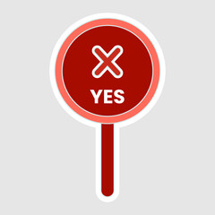 Obraz premium Voting wood stick yes isolated on white background