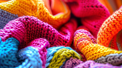 Multicolored knitted fabric as background