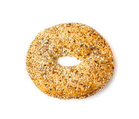 Bagel, Round Bread Bun, Wheat Bakery with Grains And Seeds for Breakfast, Plain Circle Bagel Bread