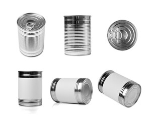 Tin Can Isolated, Preserve Template Mockup, Metal Milk Package, Aluminum Cylindrical Container