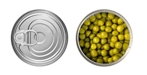 Canned Green Peas Isolated, Sweet Pea Pile, Cooked Legume, Protein Source, Healthy Vegan Food
