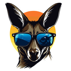 Kangaroo in sunglasses. Vector illustration of a kangaroo.
