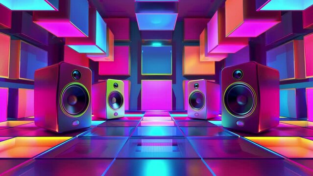 abstract geometric background with stereo audio speakers