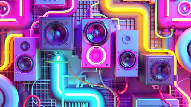 abstract geometric background with stereo audio speakers