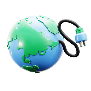 Earth Cable  3d Illustration