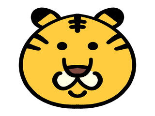 トラの顔のかわいいキャラクターイラスト素材