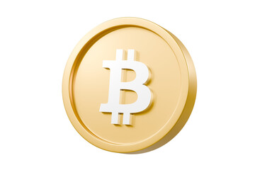 3d Gold coin or bitcoin BTC currency money icon. business and financial exchange. digital crypto currency concept. Isolated on purple background. 3d rendering.