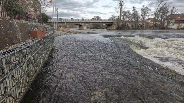 Kallmuenz with flooding on the Naab river in Bavaria