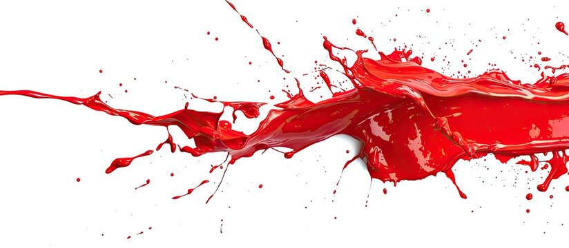 A vibrant red liquid splashes against a clean and crisp white background, creating a visually striking statement. The dynamic movement of the liquid adds energy to the image, making it both bold and