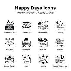 Premium quality happy days icons set, up for premium use