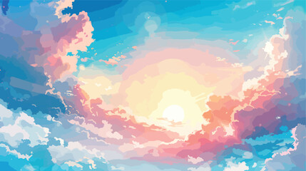 Fototapeta na wymiar Anime cloud in blue heaven sky vector background
