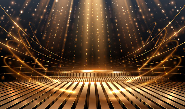 Golden stage with light rays effect