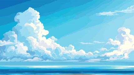 Gordijnen Flat Vector Cartoon Sky Blue Cloud Background © Vector