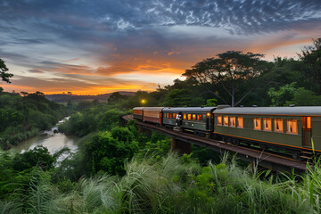 Obraz premium train-hotel on a bridge in Africa