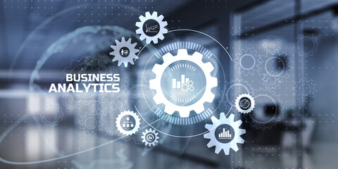 Analytics business intelligence BI concept on virtual screen.