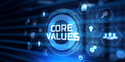 Core values company vision strategy business finance concept.