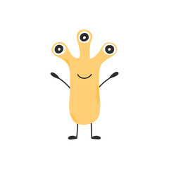 Cute monster in flat style. Hand drawn baby monster. Vector illustration. Kids monster isolated on white background.