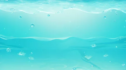 Poster Welle auf bewegter Wasseroberfläche, Nahaufnahme in der Mitte des Bildschirms. Unter der Wasseroberfläche mitten im Meer. © Cobe
