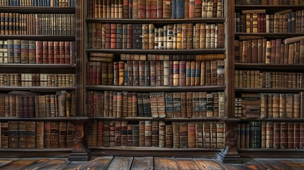 Old bookshelves with old books