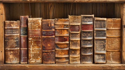 Old bookshelves with old books