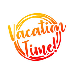 Logo vacaciones de verano. Marco circular con líneas con texto manuscrito Vacation Time
