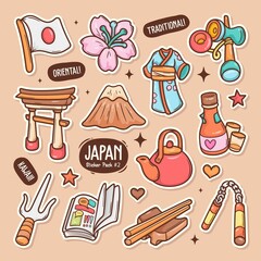 Japan Cute Doodle Vector Sticker Collection 2