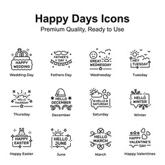 Premium quality happy days icons set, up for premium use