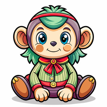 monkey, Doll, real style, cute, white background